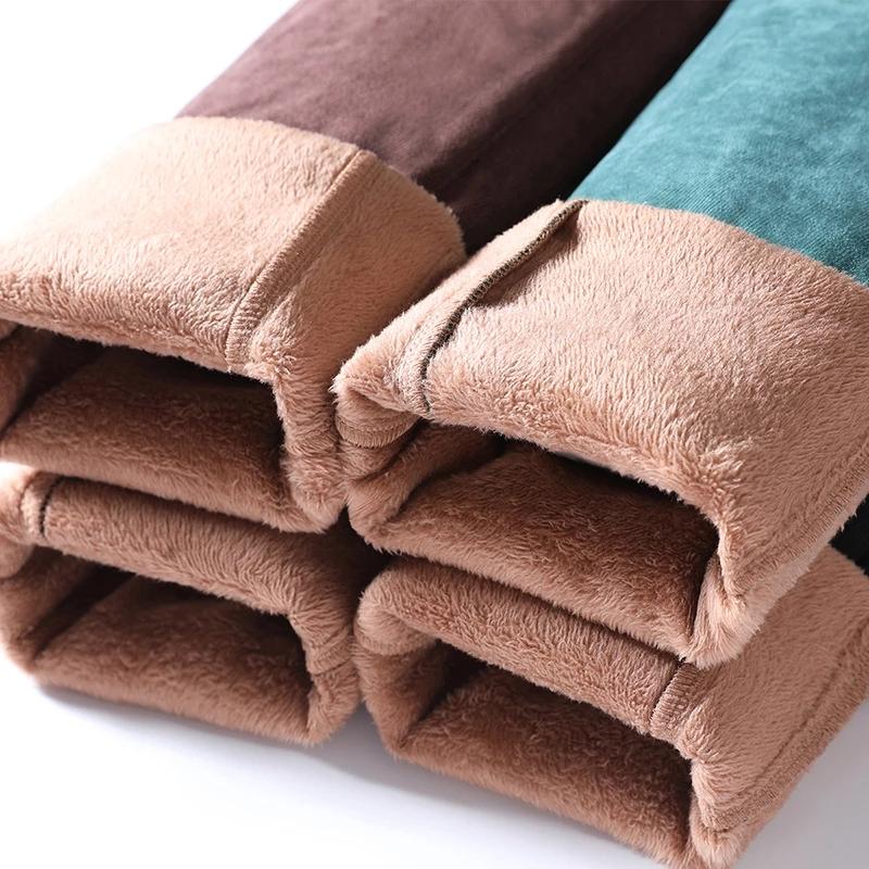 

Quality Cashmere Casual Trousers Men Middle-aged Winter Plus Velvet Thick Warm Men's Corduroy Pants Slim Straight Pants, 206 black