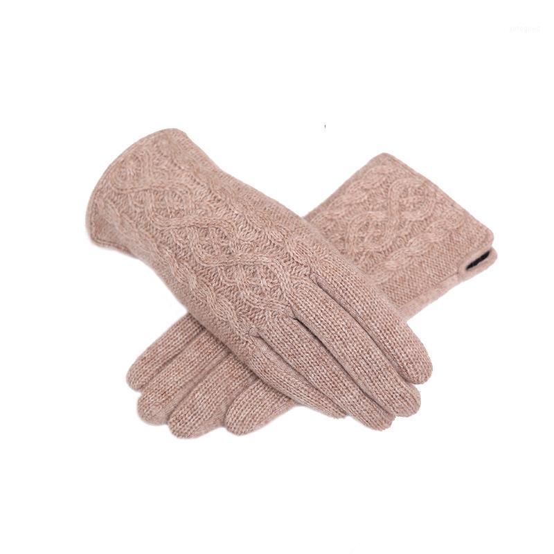 

Five Fingers Gloves Women Winter Keep Warm Touch Screen Wool Knitting Elegant Fashion Female Plus Velvet Inside Thicken Outdoor Gloves1