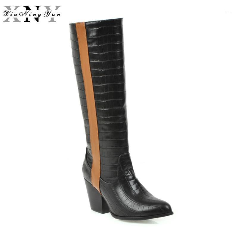 

Xiuningyan 2020 New Women's Boots Round Toe Wedges Shoes Autumn Winter Boots Short Ladies Western Over The Knee for Women1, Black