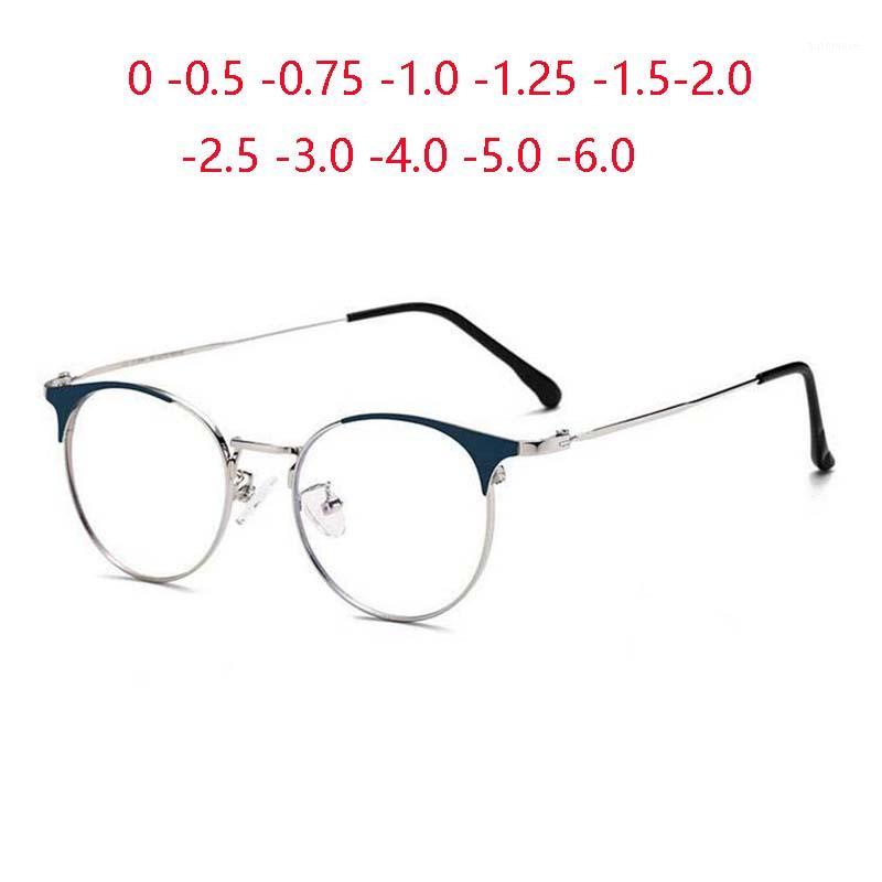 

Anti-blue Light Cat Eye Optical Spectacle Women Men Retro Metal Round Prescription Eyeglasses SPH 0 -0.5 -0.75 -1.0 To -6.01