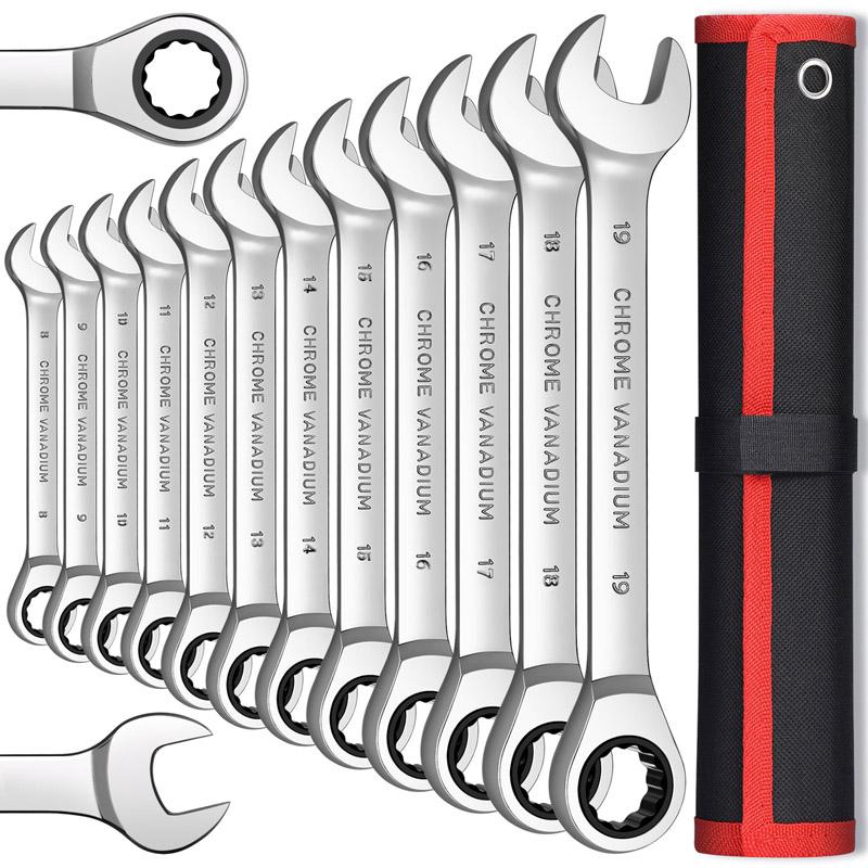 

Key Ratchet Wrench Set 72 Tooth Gear Ring Torque Socket Wrench Set Metric Combination Ratchet Spanners Car Repair Tools