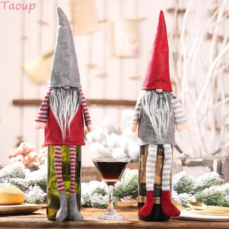 

Taoup Big Stripe Faceless Santa Claus Dolls Merry Christmas Wine Bottle Cover Ornaments Christmas Decor for Home Noel Xmas Dolls1