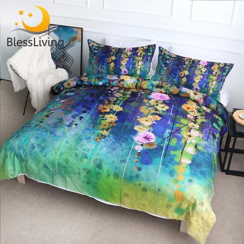 

BlessLiving Floral Duvet Cover Set Colorful Flowers Bedclothes Watercolor Luxury Bedding Sets 3 Pieces Red Roses Comforter Cover1