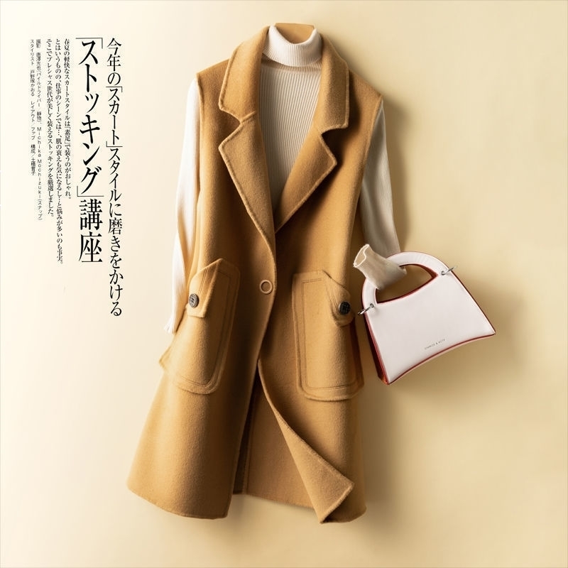 

New primavera 2021 feminino meio longo de l colete casaco bolsos jaquetas longas y222 L O4P5, Heise