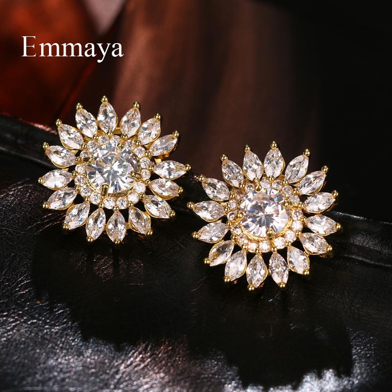 

Emmaya New Charming Sunflower Shape Earring Gold Color With Zirconia Shiny Decoration Female Distinctive Dress-up In Party