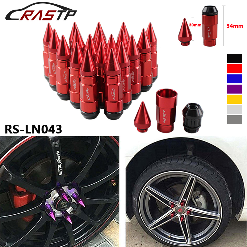 

RASTP -Multi Function Anti Theft Racing Car Tires Spike Lug Nuts,JDM Sytle Anodized Universal Wheel Lug Nuts M12*1.5mm RS-LN043