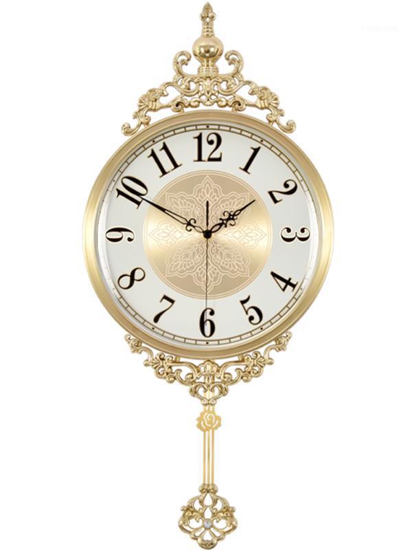 

Vintage Luxury Wall Clock Nordic Silent Digital Pendulum Gold Metal Wall Clock Roman Numerals Copper Wandklok Home Decor AD50WC1