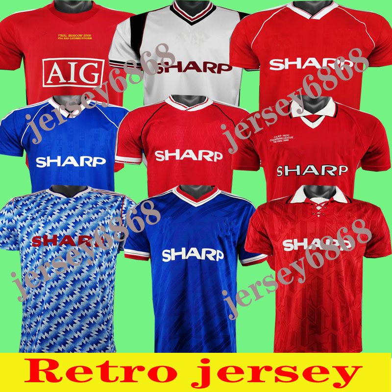 

Manchester 07 08 90 92 98 99 Retro final match home 1994 1998 United RONALDO BECKHAM CANTONA KEANE SCHOLES GIGGS Jersey, 90-92 away