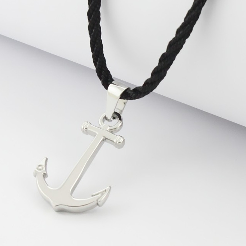 

Runda Fashion IP Black Stainless Steel Sailor Anchor Pendant Necklace for Men Jewelry with Nylon Rope 201013