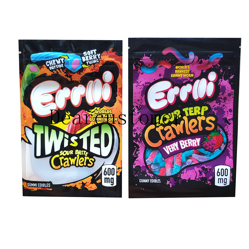 

Errlli Sour terp Crawlers Mylar Bags 600mg Dankest Gummy Edibles Resaelable Gummi Worm Cookies Mylar Bags 3.5g In Stock 2021gk