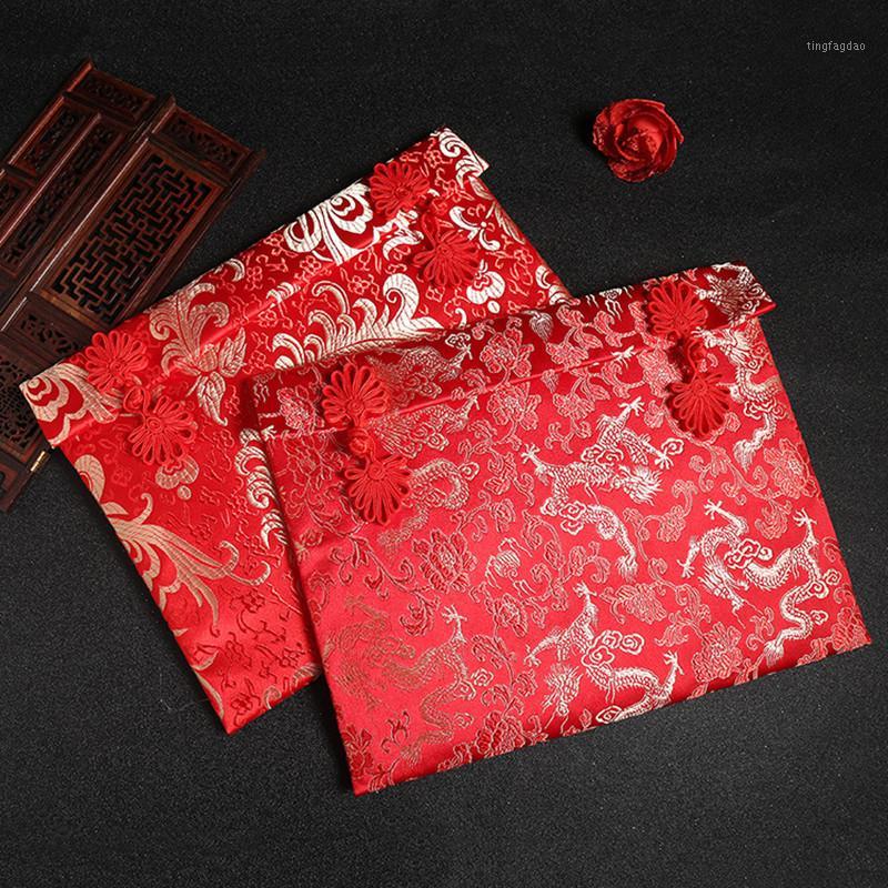 

Large Size One Hundred Thousand Dollars Wedding Money Exquisite Brocade Embroidery Red Envelope Envelopes New Year Red Pocket1