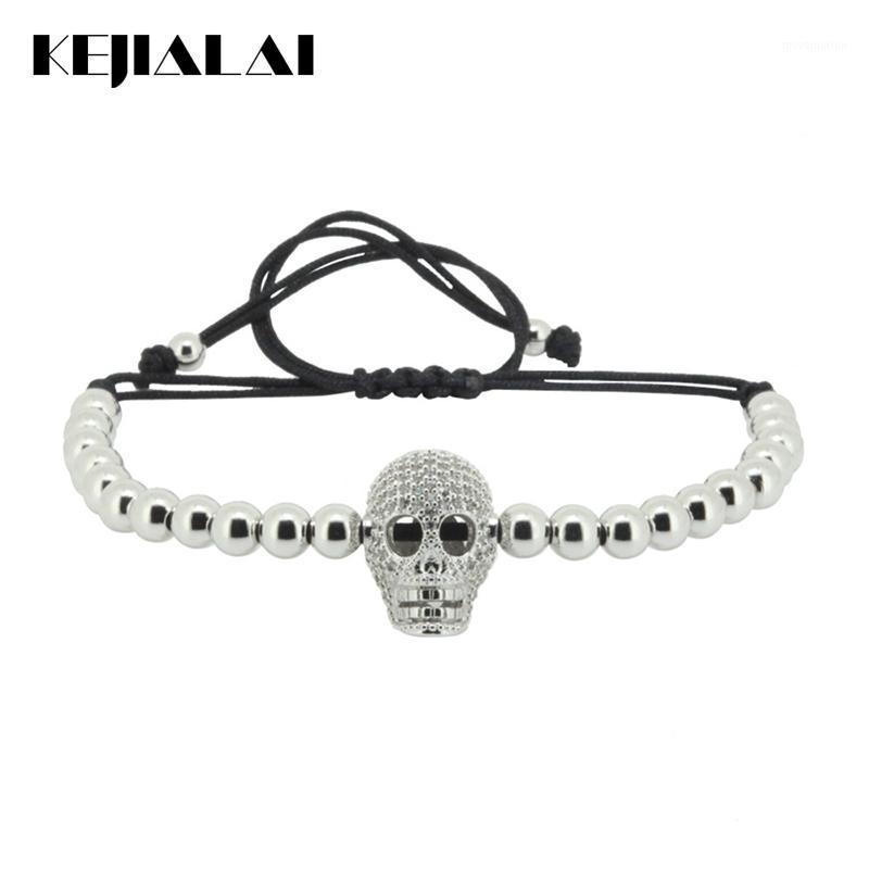 

Anil Arjandas Men Bracelet Water Proof 4mm Brass Beads Micro Pave Clear CZ Skull Bracelet Braiding Macrame Men Jewelry1