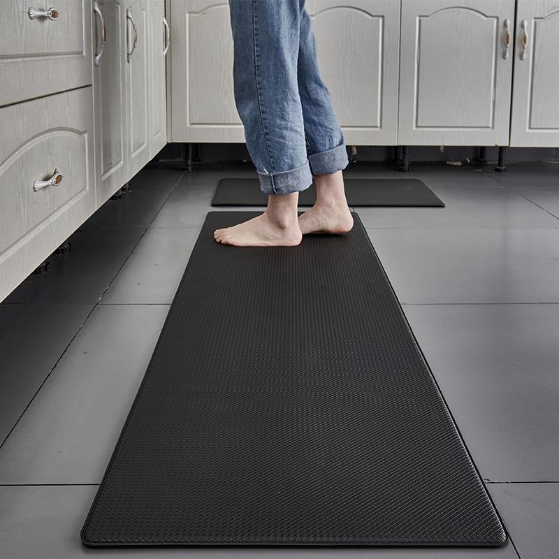 

4 Colors Solid Kitchen Mat Long Thicken PU Leather Area Rugs Waterproof Large Size Floor Carpets Entrance Doormat Oil Proof Rugs