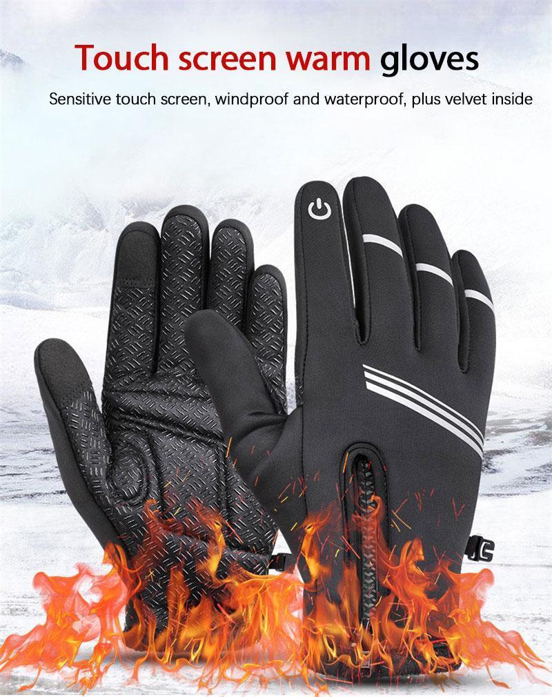 

New Cycling Full Fingers Unisex Winter Plush Thermal Touch Screen Gloves Camping Hiking Motorcycle Gloves Sports Full finger1, 03
