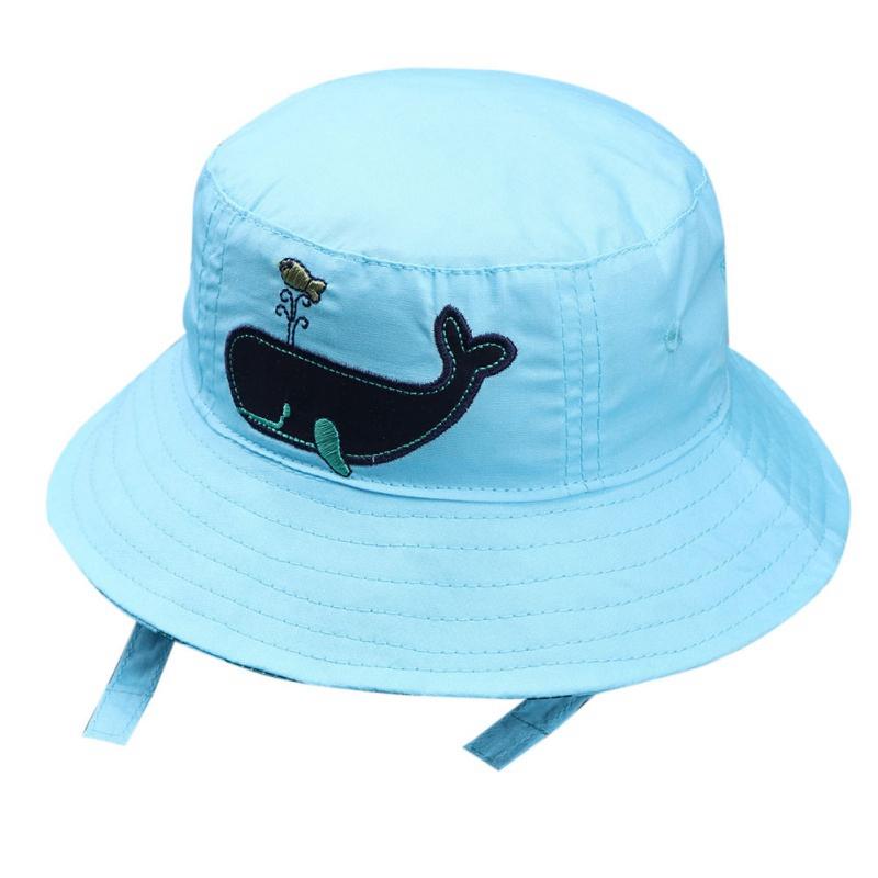 

Autumn Baby Boys Girls Toddler Casual Cartoon Bucket Hats Caps Reversible Sun Headwear, Sky blue