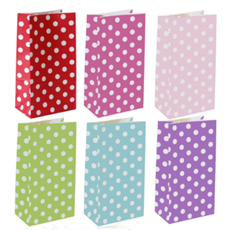 

New paper bag Stand up Colorful Polka Dot Bags 24x13x8cm Favor Open Top Gift Packing paper Treat gift Bag wholesale