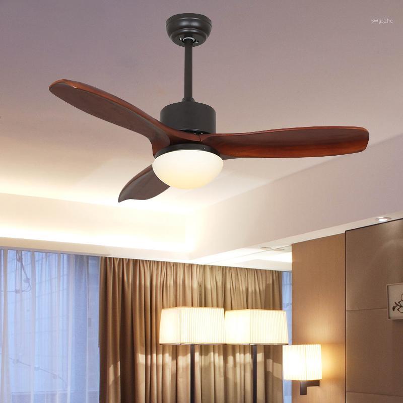 

Modern Solid Wooden led Ceiling Fan Light ForLiving Room pure copper motor Ceiling Fan Light 42 52 Inch Blades Remote Control1