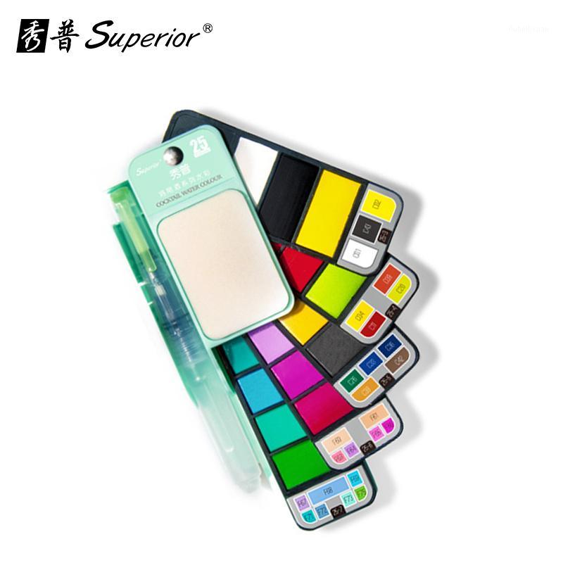 

Superior 18/25Color Solid Water Color Paint Set With Water Brush Portable Bright Color Watercolor Pigment for Artist Art Supplie1