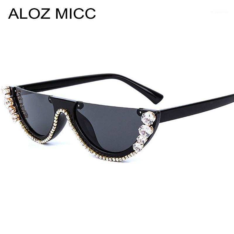 

Luxury Rhinestone Sunglasses Women Fashion Half frame Cat eye Women Sunglasses Diamond Female Eyeglasses Q7481
