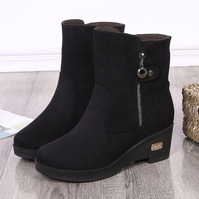 

Women Autumn Winter Boots Casual Work Shoes Female Short Boots Winter Platform Booties Outdoor Flock Footwear Warm Shoes1, Black