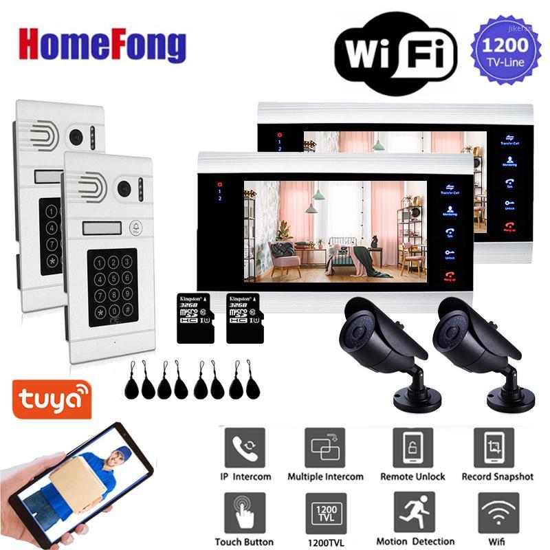 

Homefong 7'' 1200TVL 2v2 WiFi Smart Wired Video Door Phone Intercom Door Entry System Doorbell Motion Record Password1