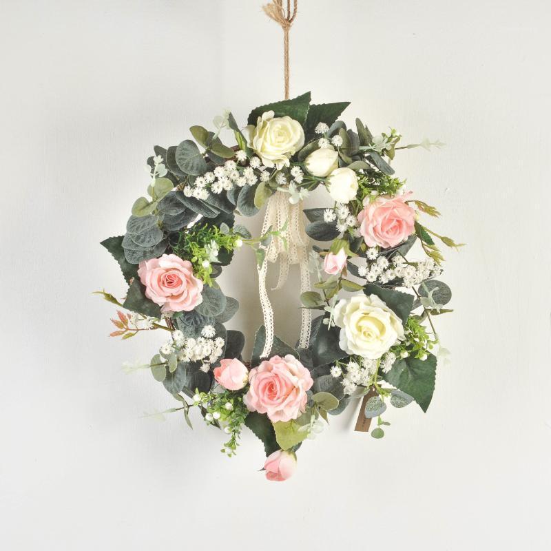 

Cilected 33Cm Silk Rose Artificial Flowers Wreaths For Door Wedding Art Hanging Garland Wall Hanging Home Party Decoration1, A107r