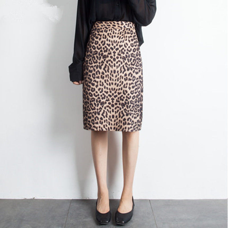 

2021 New Suede Leopard High Waist Elegant Sexy Office Pencil Skirts Autumn Winter Spodnica Jupe Femme Women Skirt Ic75, 001