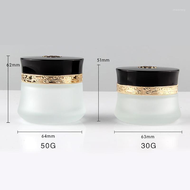 

30g Empty Clear Frosted Glass Jar with Black Cover,Hair Cream Container1