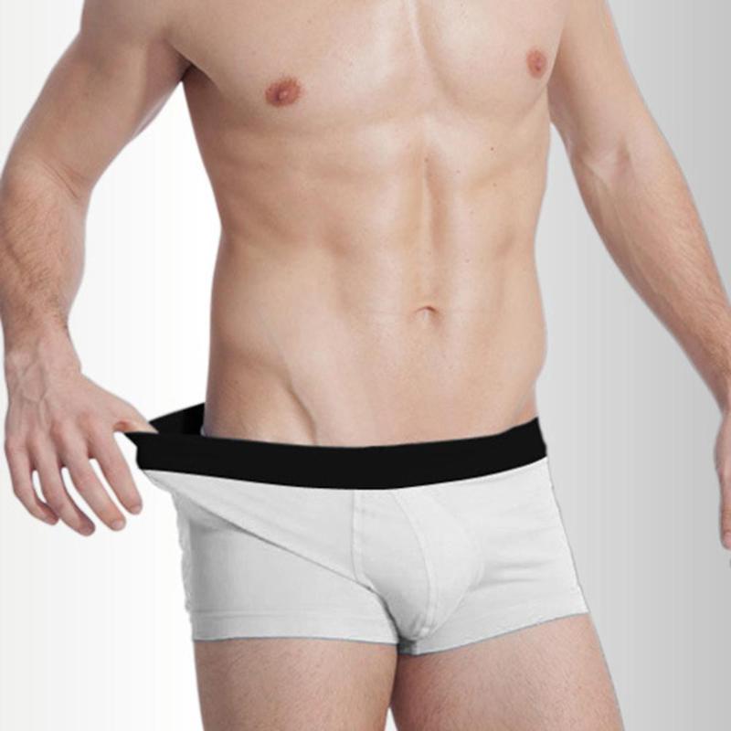 

4Pcs/Set Men Solid Color Elastic Waistband Low Rise Boxers Cotton Underpants