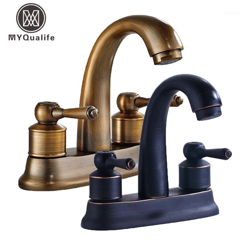 

Modern Brass 4 Inch Dual Hole Basin Faucet Widespread Washbasin Mixer Taps Deck Mounted1