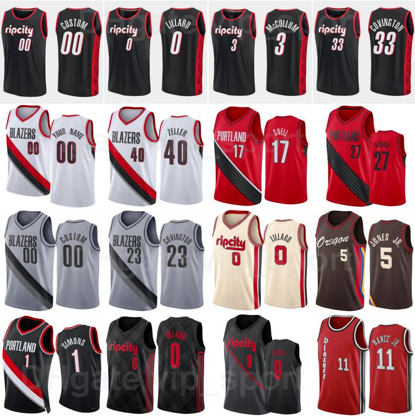 

75th Anniversary Print Basketball CJ McCollum Jersey 3 Robert Covington 33 Anfernee Simons 1 Nassir Little 9 Damian Lillard 0 Jusuf Nurkic 27 Cody Zeller Custom Name, 75th red