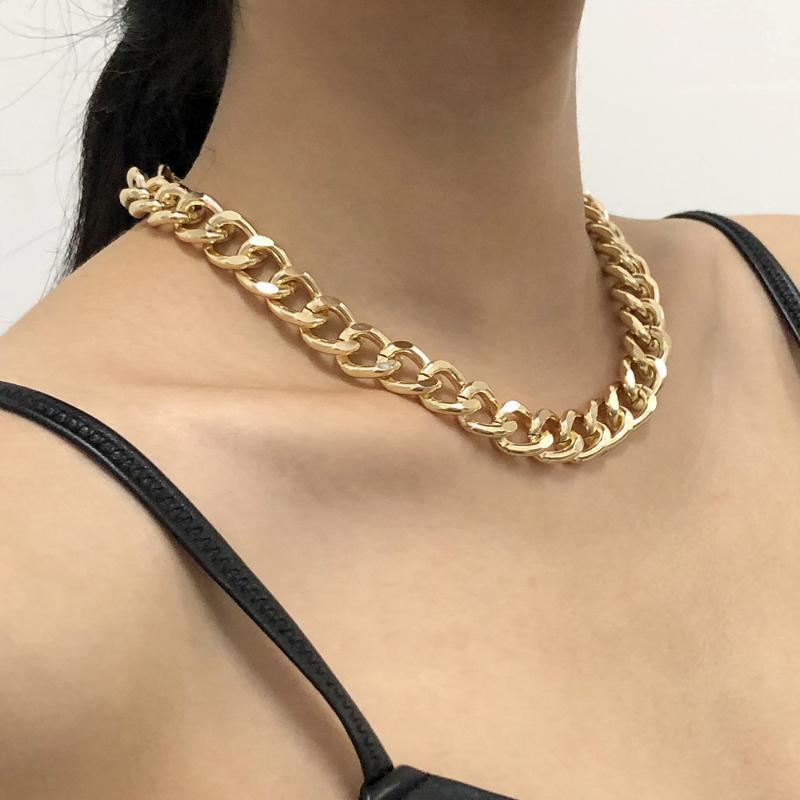 

Chains 2022 Fashion Big Necklace For Women Twist Gold Silver Color Chunky Thick Lock Choker Chain Necklaces Party Jewelry