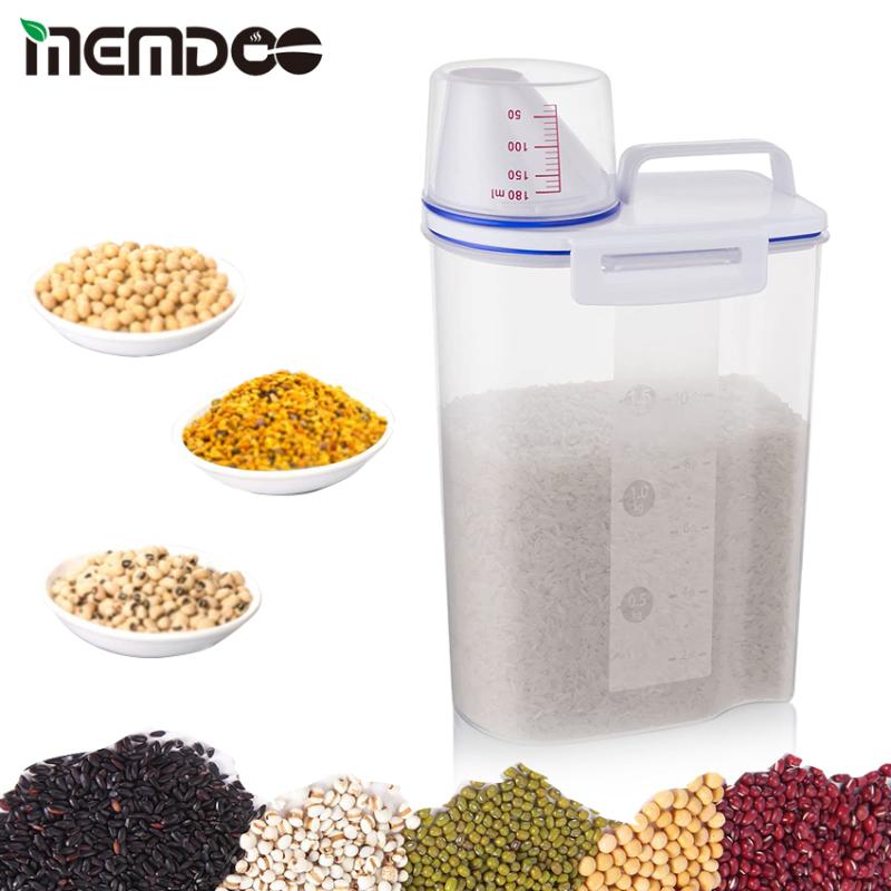 

MEMDOO 2L Kitchen Organizers Containers Storage Boxes Cereal Grain Bean Rice Transparent Plastic Storage Container Boxes