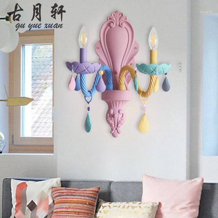 

nordice lustres lamparas de techo colgante moderna hanglampen rope iron bedside aisle bedroom home deco wall lamp1