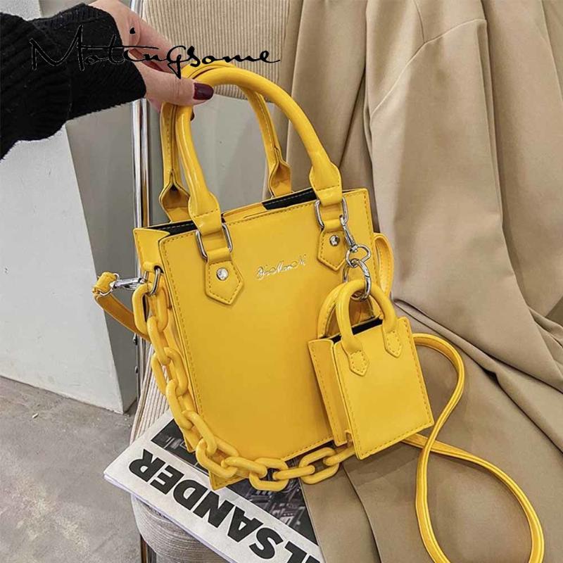 

2 Piece Set Bag Women Shoulder Bags Luxury Designer Bags High Quality Leather Crossbody Handbags and Purses Black Pouch 2021 New, Yellow bag