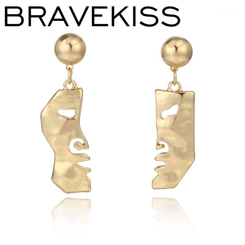 

BRAVEKISS Face Design Earring Fashion Gold Abstract Stud Earrings For Women Gifts Personality Punk Style Ear Accessories BPE12231