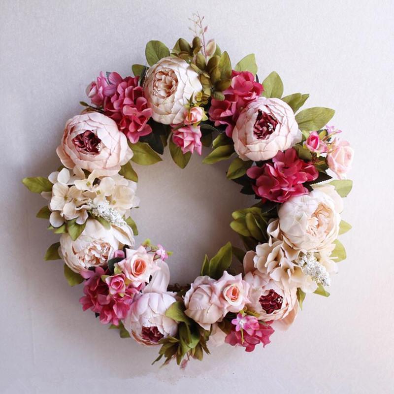 

Decorative Flowers & Wreaths Flone Artificial Garlands Home Decor Peony Silk Door Ornaments Garland Wedding Party