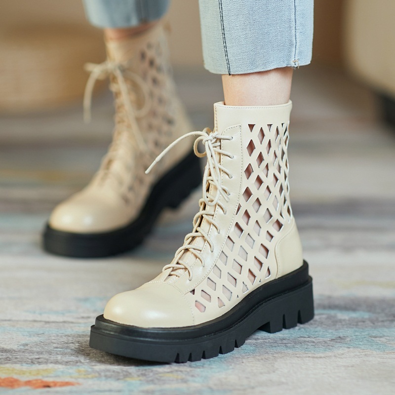 

2021 Ankle for Women Leather Chunky Heel Women's Boots De4l, Apricot
