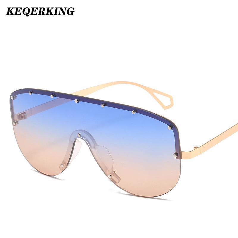 

Sunglasses Women Oversized Goggles 2021 Brand Designer Female Mirror Coating Visor Mask Sun Glasses One Piece Shield Shades