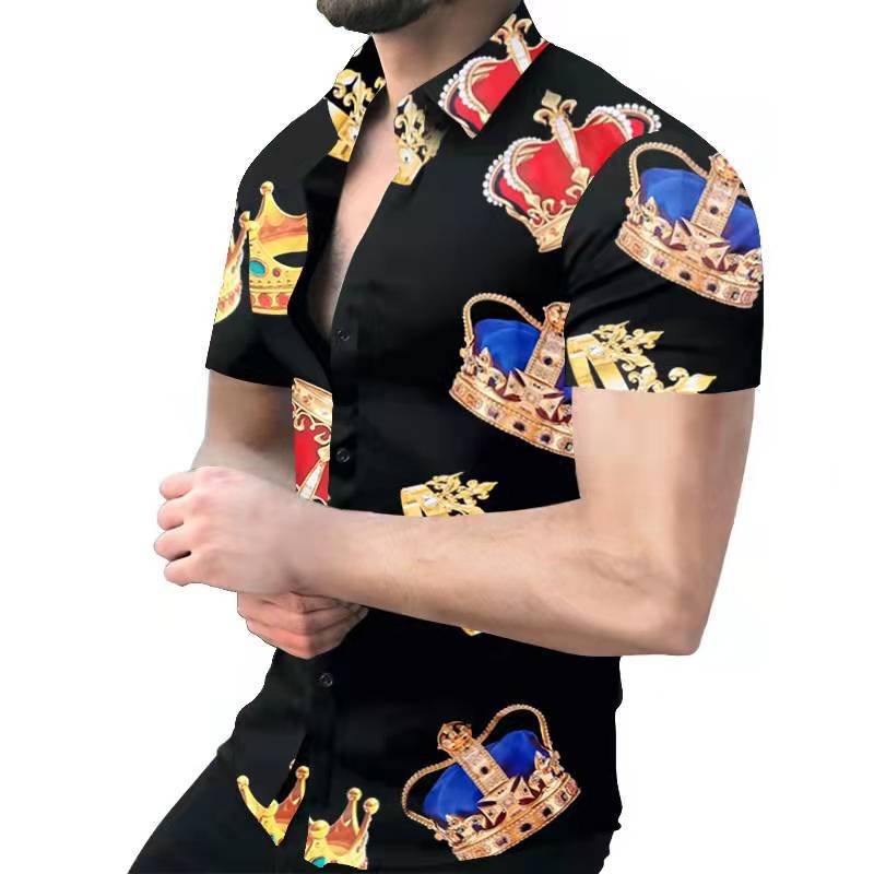 casual luxury men shirt streetwear dress shirts mens short sleeve slim fit fashions beachwear blouse Father Gifts For Him Beach top plus size 3xl