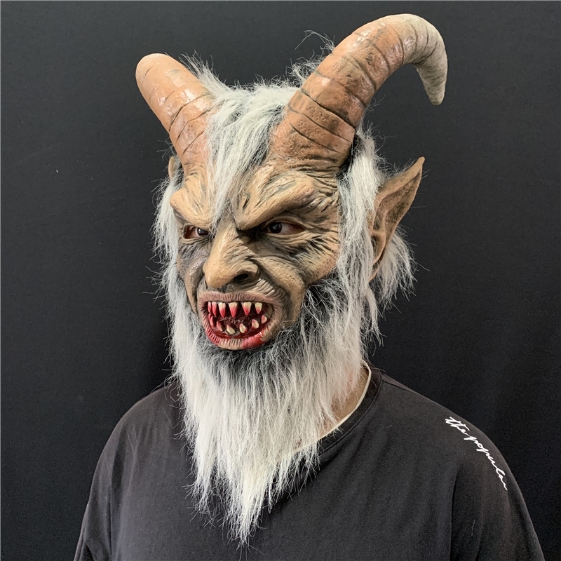 

Scary mask demon devil Lucifer Horn latex Masks Halloween movie cosplay decoration Festival Party Supply props Adults Horrible 200929