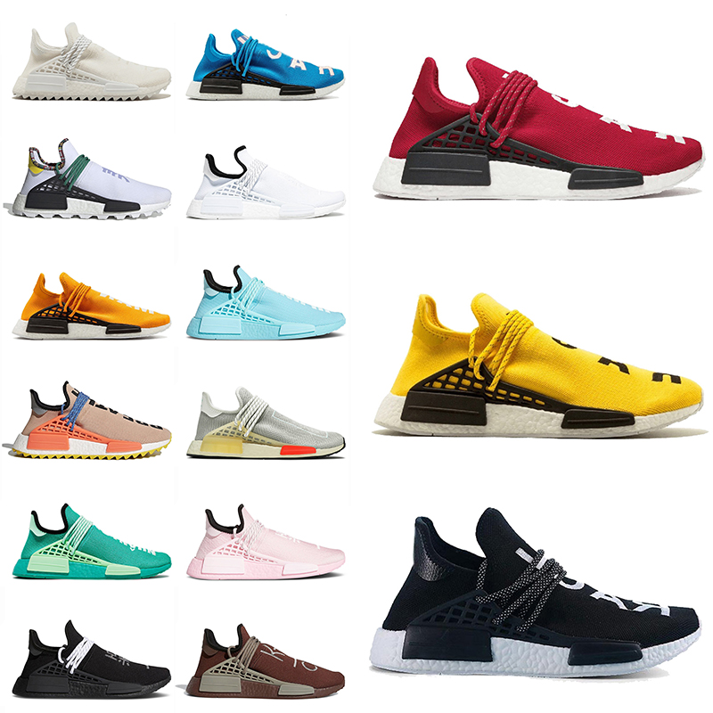 

NMD Human Race Mens Womens Running Shoes Pharrell Williams HU White Black Yellow Red Grey Trainers Sports Sneakers Mens Size 5-12, D21 orange