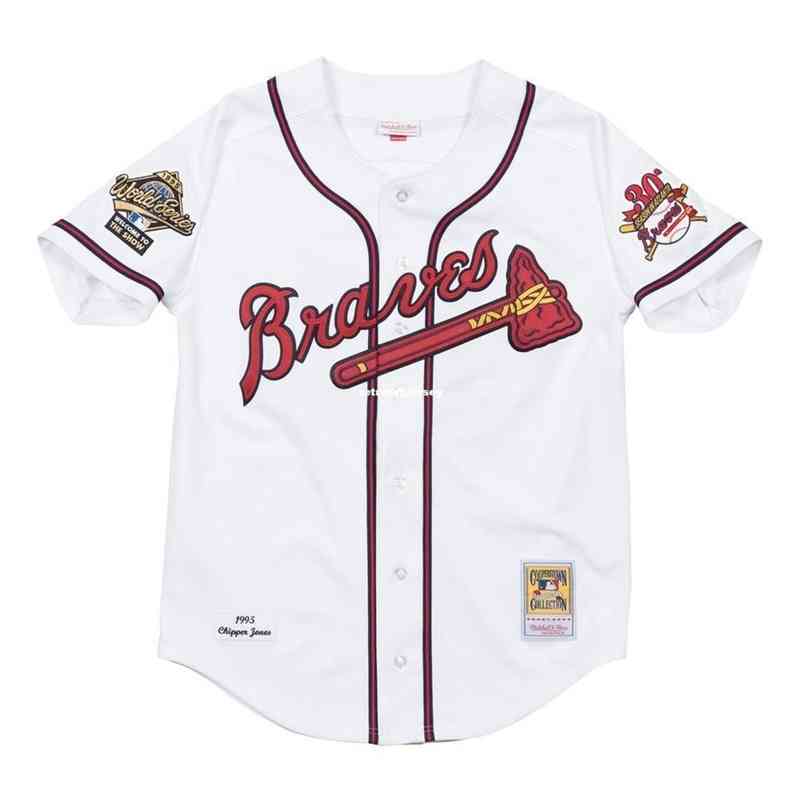 

Throwback Chipper Jones #10 Mitchell & Ness Retro 1995 Home Ws Jersey, White