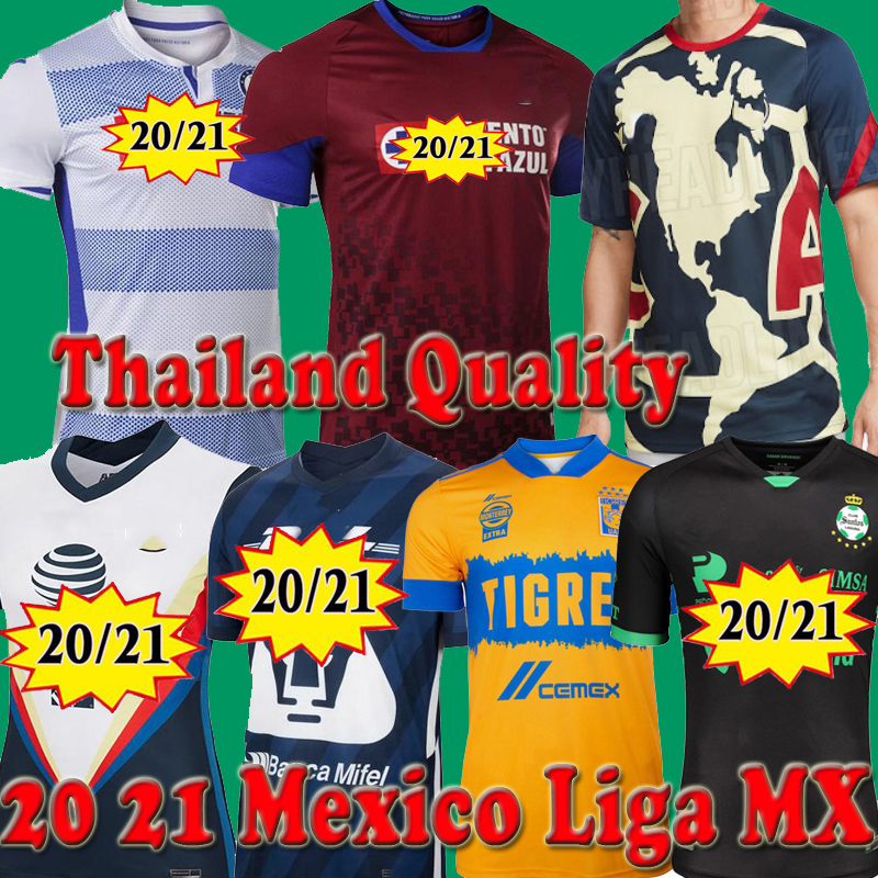 

20 21 Guadalajara Chivas Tigres Soccer jerseys Club America Cruz Azul UANL UNAM Santos Laguna 2020 2021 Liga MX Football Shirt Xolos Tijuana, Cruz azul home