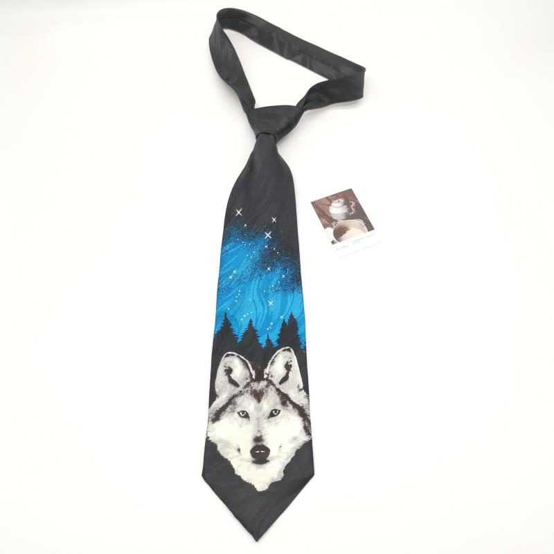 

Neck Ties Wolf Head Silk Tie Shirt For Women Ins Matching Decorative Trendy Casual Minority Fashion