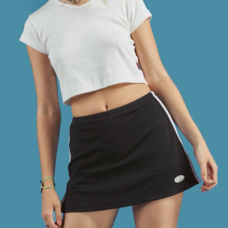 

Skirts High Waist Skirt Women Sexy Split Striped Cycling Running Femme Biker Mujer Pantalones Clothing Size Vintage Clothes, Black