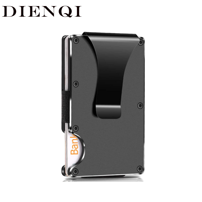 

DIENQI RFID Metal Card Holder Men Women Wallets Money Bags Purse Mini Slim Wallet Fashion Small Thin Male Black walet for men 220217, Blue a