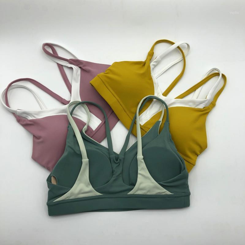 

Yoga Sports Underwear Bra Female High Support Fake Two Pieces Of Fitness Vestbra Yoga Sports Bra Crop Top Women's Gym1, Honey comb