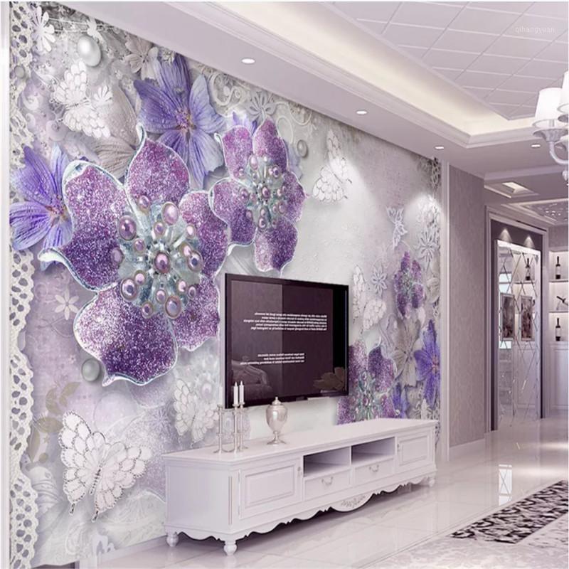 

European Luxury Home Decor 3D Embossed Jewelry Floral Mural Wallpaper for Living Room Bedroom Walls Modern Flower Wall Paper 3D1, 15676949