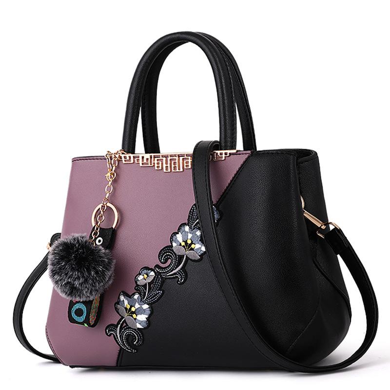 

Embroidered Messenger Bags Women Leather Handbags Bags for Women 2021 Sac A Main Ladies Hand Bag Female Bag New, Black 3
